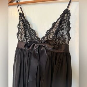 Victoria’s Secret Black Lace Babydoll Dress XS | Satin Bow | NWT